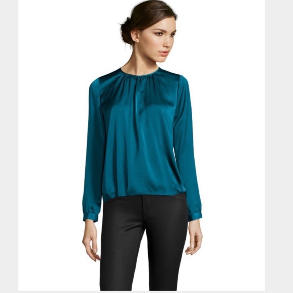NWT Vince teal draped blouse